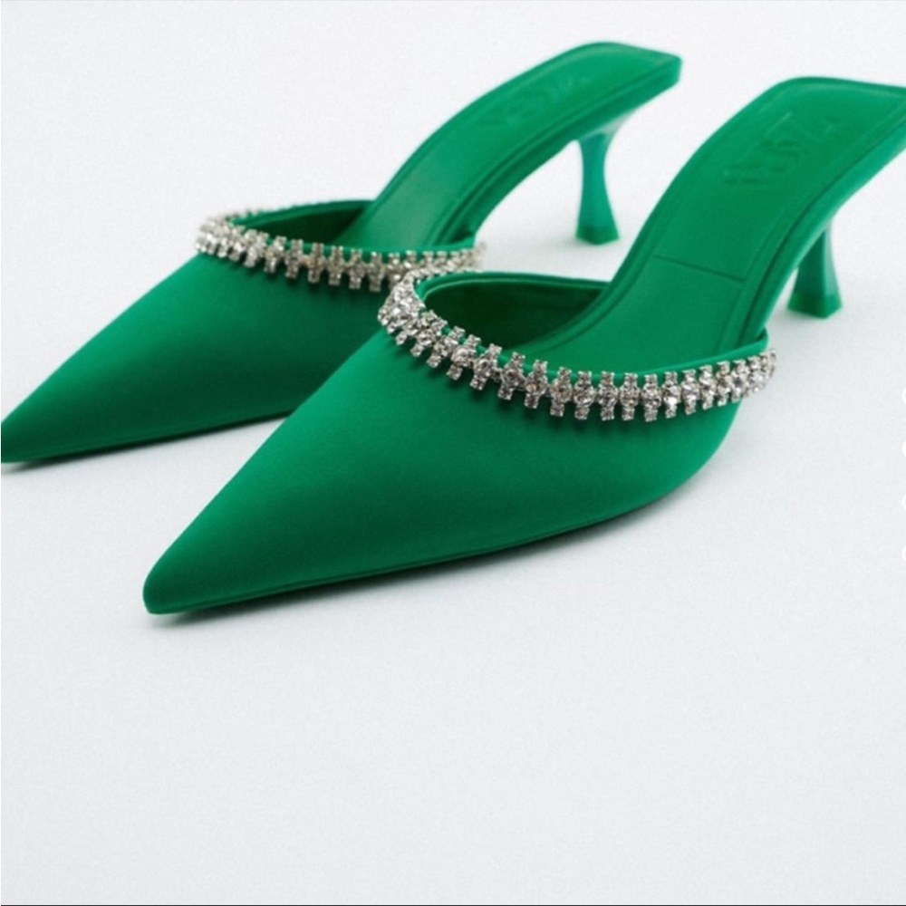 Zara Rhinestone Heeled Mules 41